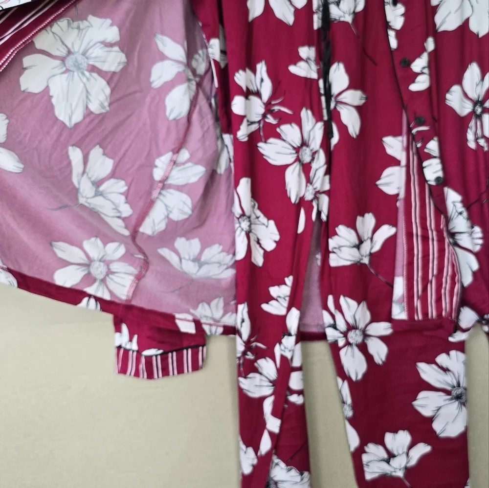 Nwt Flora Nikrooz Long Sleeve Notch Collar PJ Set 2 piece - Picture 6 of 11